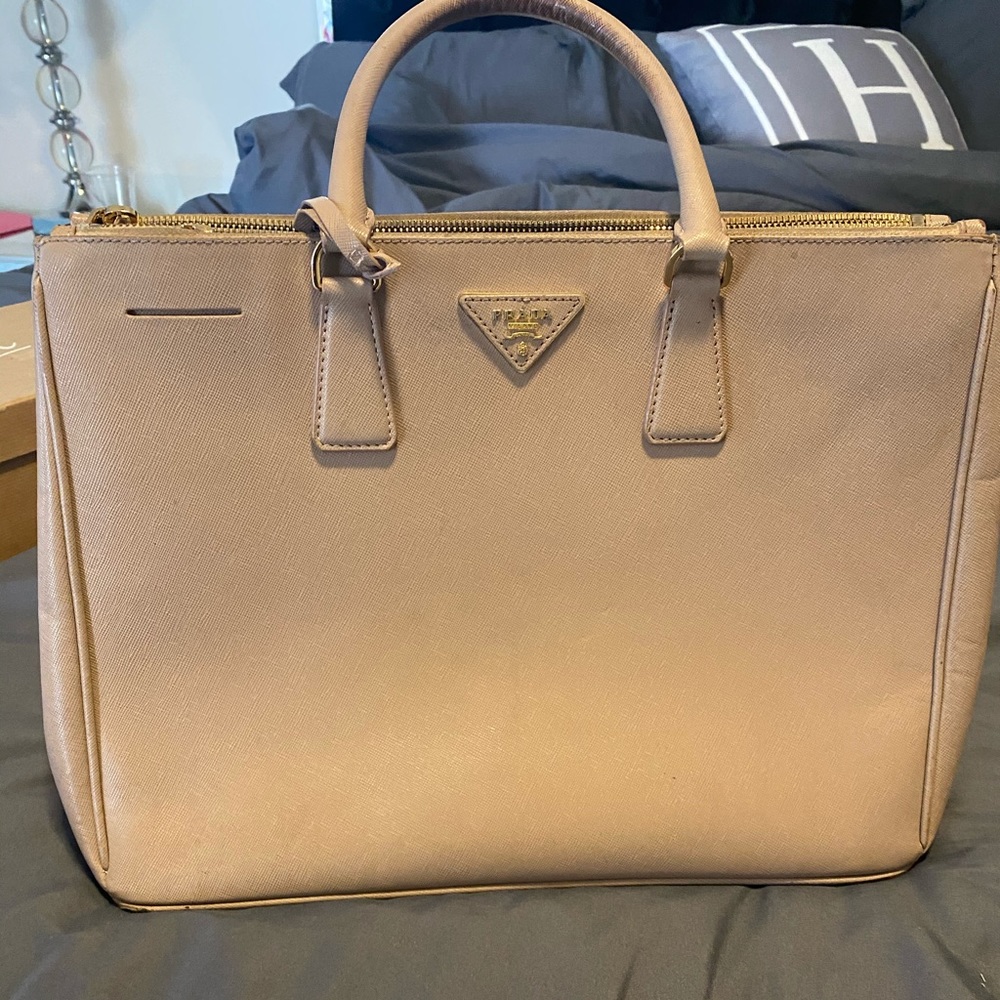 Light pink Prada large saffiano  bag